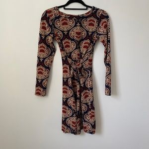 Tenki Multicolor Paisley Long Sleeve Bodycon Dress